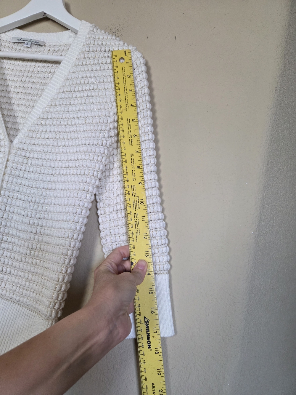 American Rag Off-White Textured V-Neck Button Cardigan - Picture 4 of 8